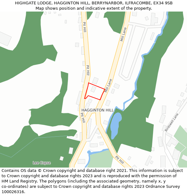 HIGHGATE LODGE, HAGGINTON HILL, BERRYNARBOR, ILFRACOMBE, EX34 9SB: Location map and indicative extent of plot