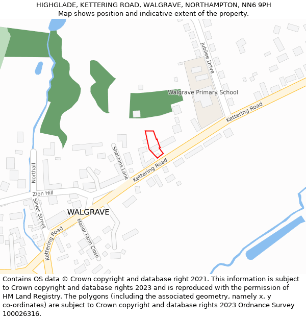 HIGHGLADE, KETTERING ROAD, WALGRAVE, NORTHAMPTON, NN6 9PH: Location map and indicative extent of plot