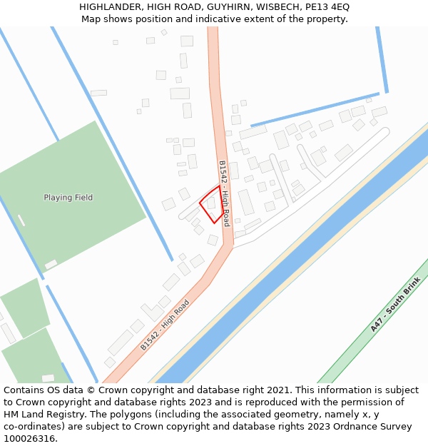 HIGHLANDER, HIGH ROAD, GUYHIRN, WISBECH, PE13 4EQ: Location map and indicative extent of plot