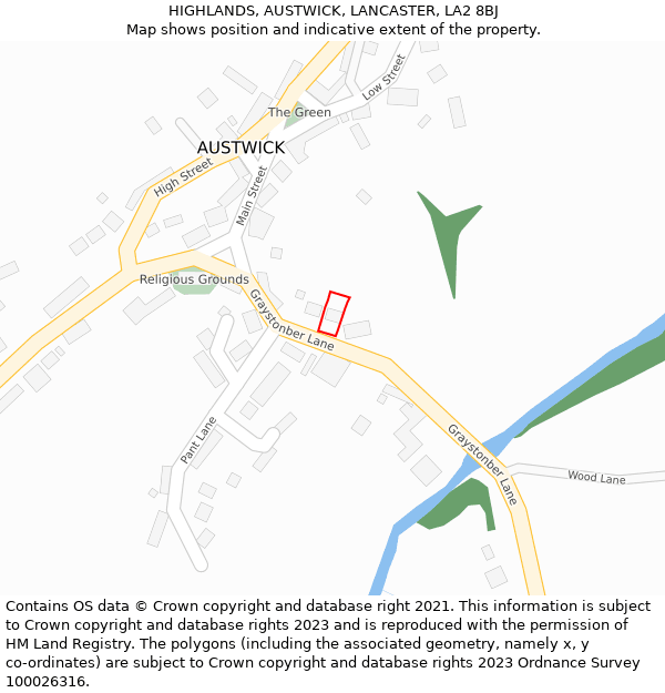 HIGHLANDS, AUSTWICK, LANCASTER, LA2 8BJ: Location map and indicative extent of plot
