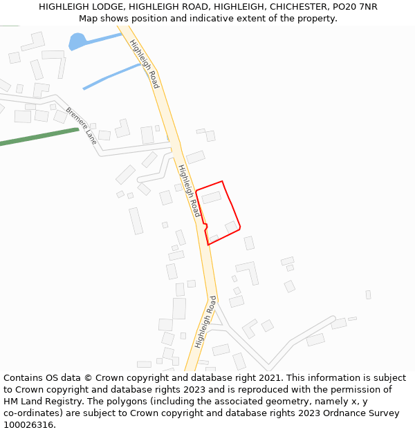 HIGHLEIGH LODGE, HIGHLEIGH ROAD, HIGHLEIGH, CHICHESTER, PO20 7NR: Location map and indicative extent of plot