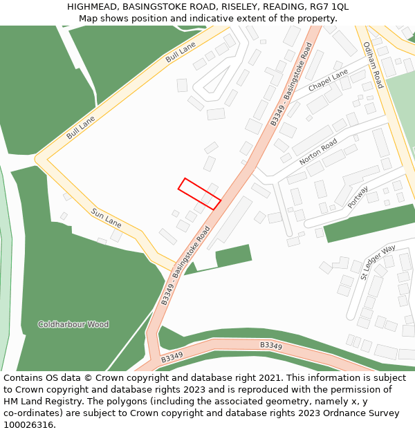 HIGHMEAD, BASINGSTOKE ROAD, RISELEY, READING, RG7 1QL: Location map and indicative extent of plot