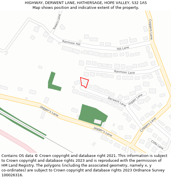 HIGHWAY, DERWENT LANE, HATHERSAGE, HOPE VALLEY, S32 1AS: Location map and indicative extent of plot