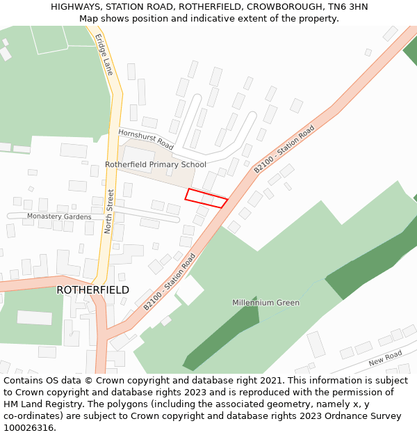 HIGHWAYS, STATION ROAD, ROTHERFIELD, CROWBOROUGH, TN6 3HN: Location map and indicative extent of plot