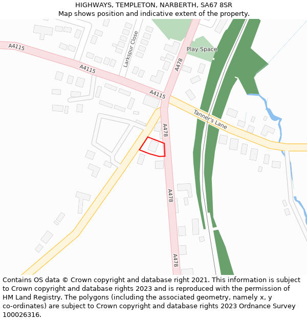 HIGHWAYS, TEMPLETON, NARBERTH, SA67 8SR: Location map and indicative extent of plot