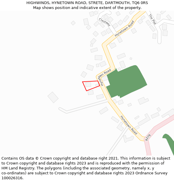 HIGHWINDS, HYNETOWN ROAD, STRETE, DARTMOUTH, TQ6 0RS: Location map and indicative extent of plot