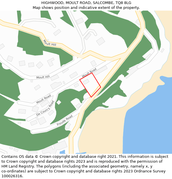 HIGHWOOD, MOULT ROAD, SALCOMBE, TQ8 8LG: Location map and indicative extent of plot