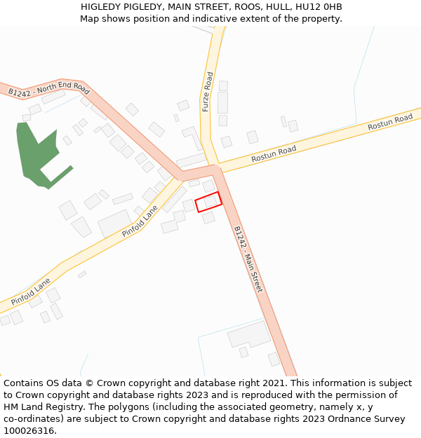 HIGLEDY PIGLEDY, MAIN STREET, ROOS, HULL, HU12 0HB: Location map and indicative extent of plot