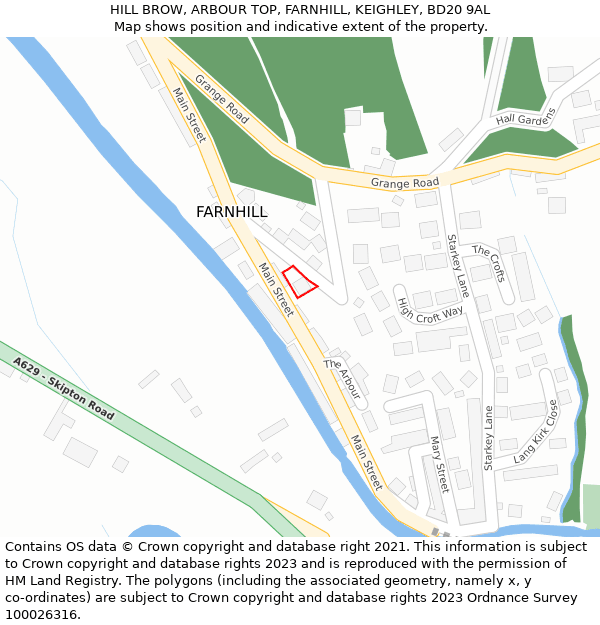 HILL BROW, ARBOUR TOP, FARNHILL, KEIGHLEY, BD20 9AL: Location map and indicative extent of plot