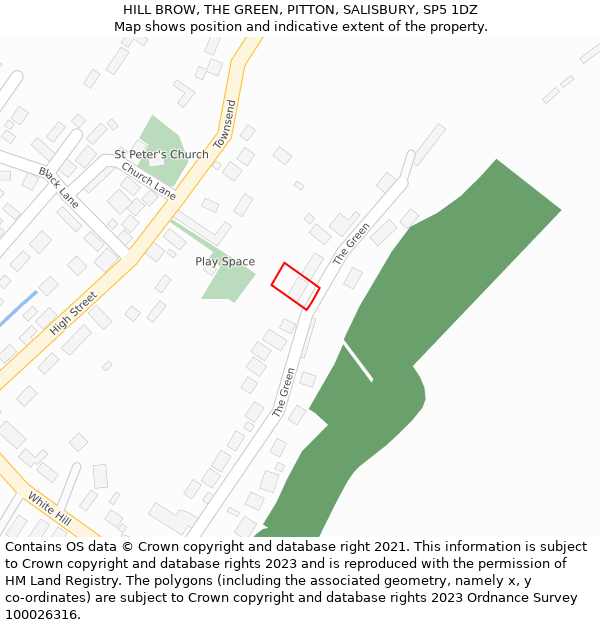 HILL BROW, THE GREEN, PITTON, SALISBURY, SP5 1DZ: Location map and indicative extent of plot