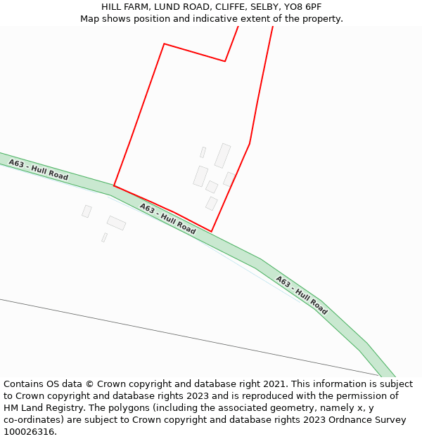 HILL FARM, LUND ROAD, CLIFFE, SELBY, YO8 6PF: Location map and indicative extent of plot