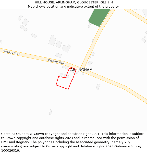 HILL HOUSE, ARLINGHAM, GLOUCESTER, GL2 7JH: Location map and indicative extent of plot
