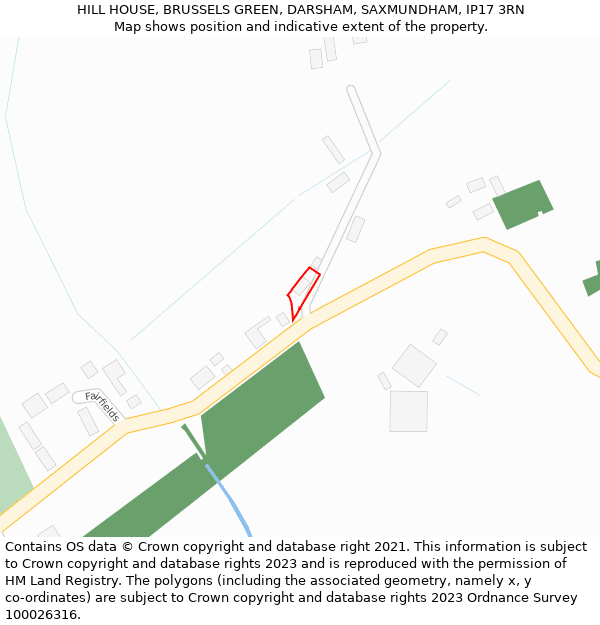 HILL HOUSE, BRUSSELS GREEN, DARSHAM, SAXMUNDHAM, IP17 3RN: Location map and indicative extent of plot