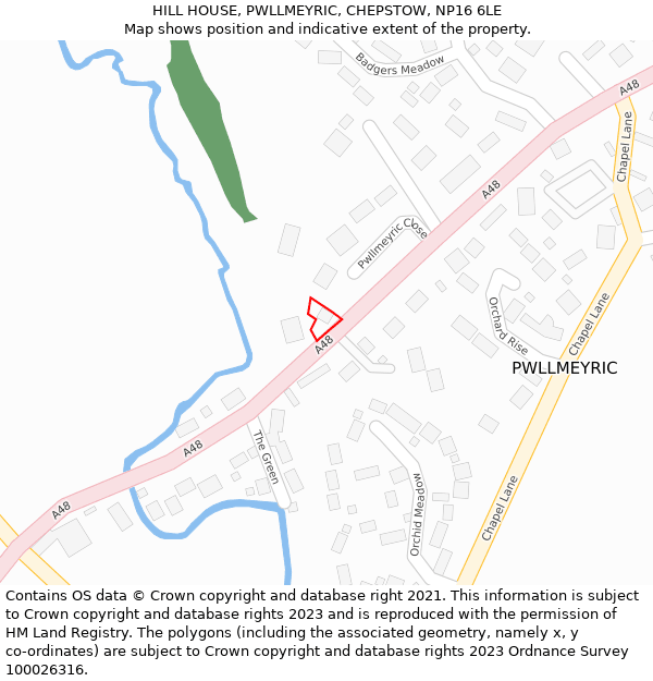 HILL HOUSE, PWLLMEYRIC, CHEPSTOW, NP16 6LE: Location map and indicative extent of plot