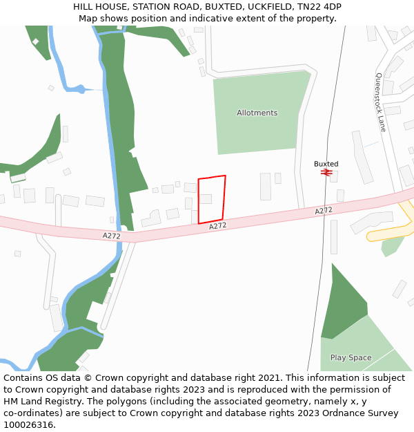 HILL HOUSE, STATION ROAD, BUXTED, UCKFIELD, TN22 4DP: Location map and indicative extent of plot