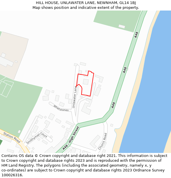 HILL HOUSE, UNLAWATER LANE, NEWNHAM, GL14 1BJ: Location map and indicative extent of plot