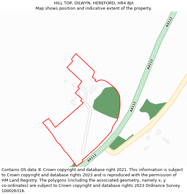 HILL TOP, DILWYN, HEREFORD, HR4 8JA: Location map and indicative extent of plot