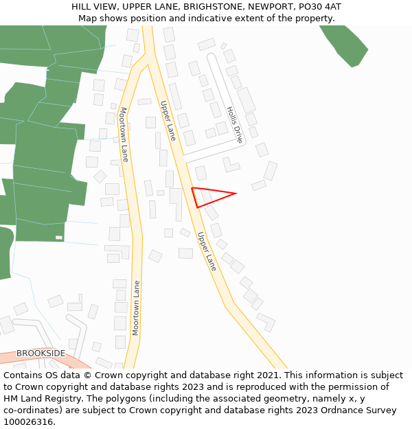 HILL VIEW, UPPER LANE, BRIGHSTONE, NEWPORT, PO30 4AT: Location map and indicative extent of plot