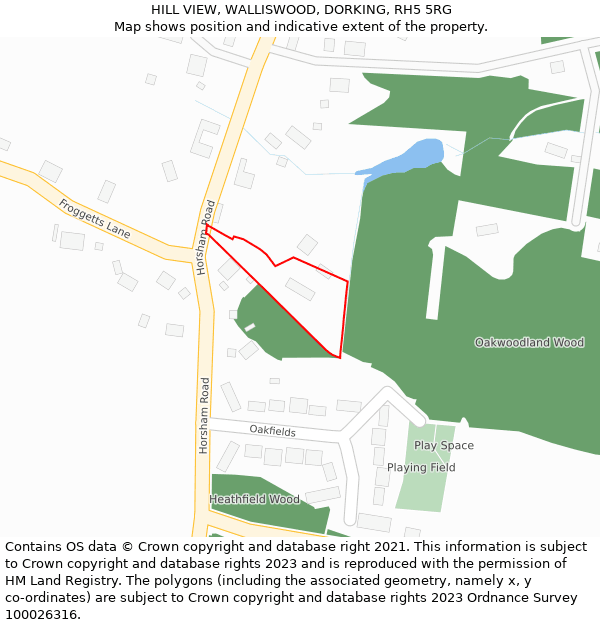 HILL VIEW, WALLISWOOD, DORKING, RH5 5RG: Location map and indicative extent of plot