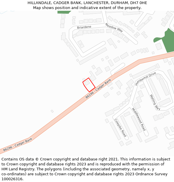 HILLANDALE, CADGER BANK, LANCHESTER, DURHAM, DH7 0HE: Location map and indicative extent of plot