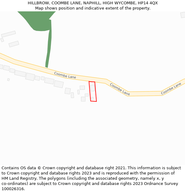 HILLBROW, COOMBE LANE, NAPHILL, HIGH WYCOMBE, HP14 4QX: Location map and indicative extent of plot