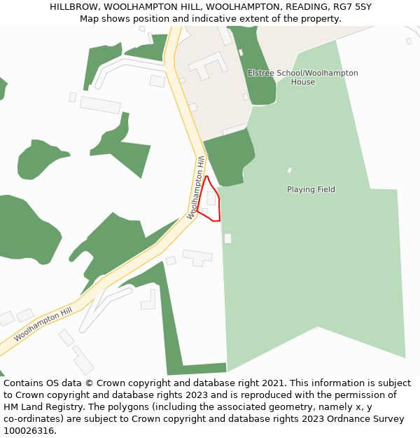 HILLBROW, WOOLHAMPTON HILL, WOOLHAMPTON, READING, RG7 5SY: Location map and indicative extent of plot