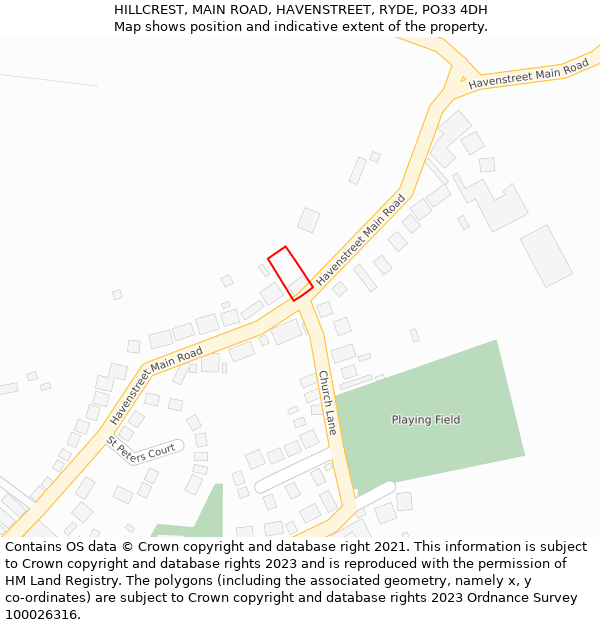 HILLCREST, MAIN ROAD, HAVENSTREET, RYDE, PO33 4DH: Location map and indicative extent of plot