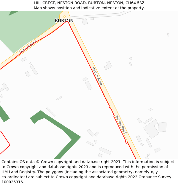 HILLCREST, NESTON ROAD, BURTON, NESTON, CH64 5SZ: Location map and indicative extent of plot