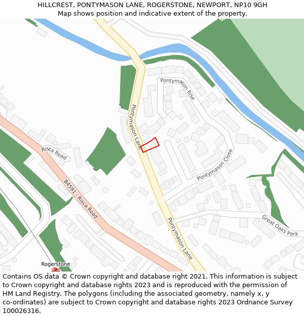 HILLCREST, PONTYMASON LANE, ROGERSTONE, NEWPORT, NP10 9GH: Location map and indicative extent of plot