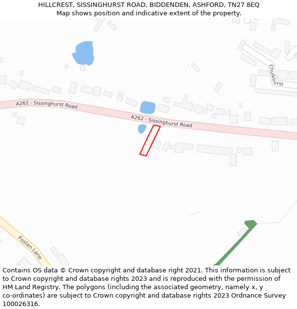 HILLCREST, SISSINGHURST ROAD, BIDDENDEN, ASHFORD, TN27 8EQ: Location map and indicative extent of plot