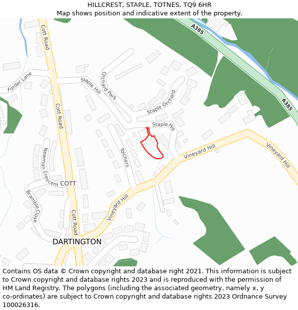 HILLCREST, STAPLE, TOTNES, TQ9 6HR: Location map and indicative extent of plot