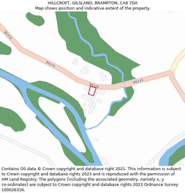 HILLCROFT, GILSLAND, BRAMPTON, CA8 7DA: Location map and indicative extent of plot