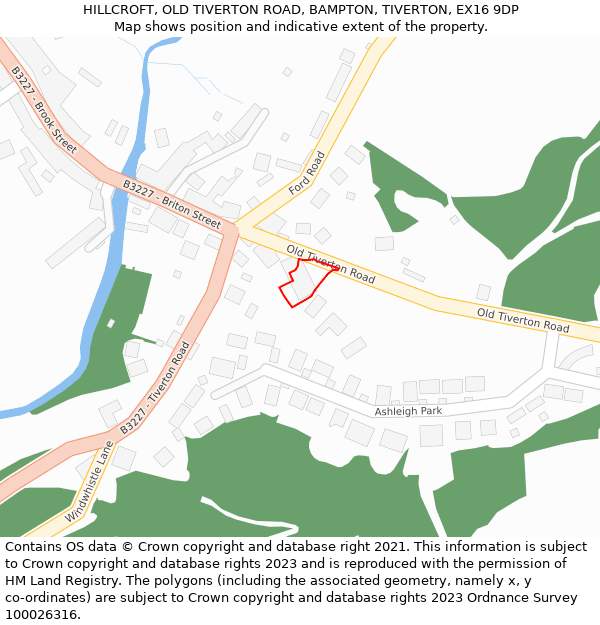 HILLCROFT, OLD TIVERTON ROAD, BAMPTON, TIVERTON, EX16 9DP: Location map and indicative extent of plot