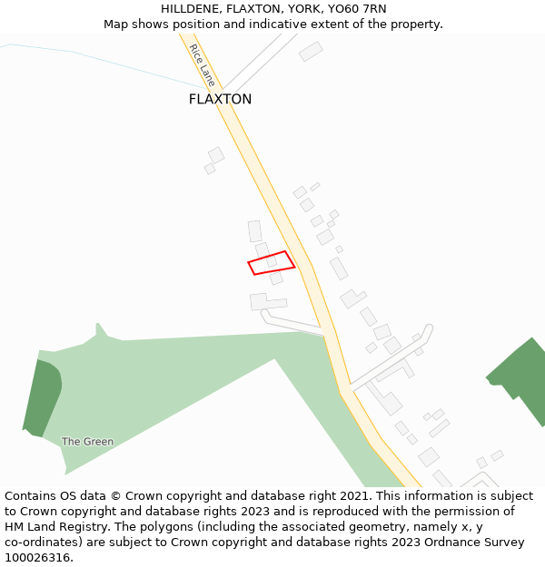 HILLDENE, FLAXTON, YORK, YO60 7RN: Location map and indicative extent of plot