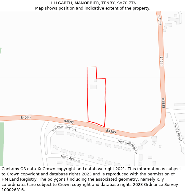 HILLGARTH, MANORBIER, TENBY, SA70 7TN: Location map and indicative extent of plot