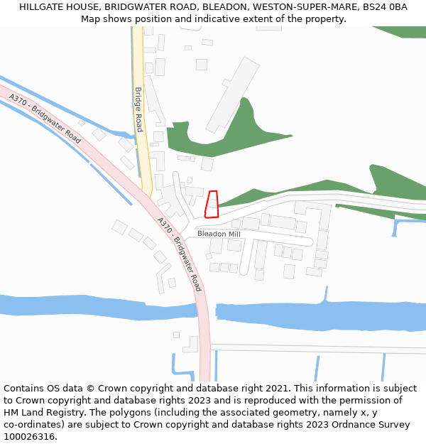 HILLGATE HOUSE, BRIDGWATER ROAD, BLEADON, WESTON-SUPER-MARE, BS24 0BA: Location map and indicative extent of plot