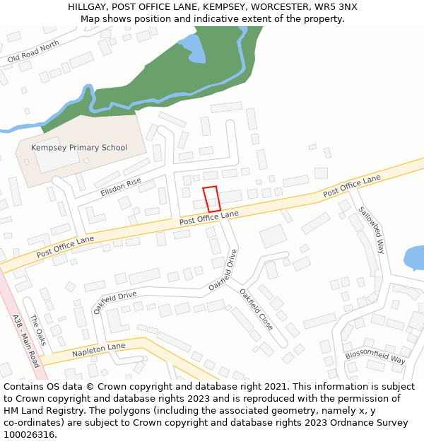 HILLGAY, POST OFFICE LANE, KEMPSEY, WORCESTER, WR5 3NX: Location map and indicative extent of plot