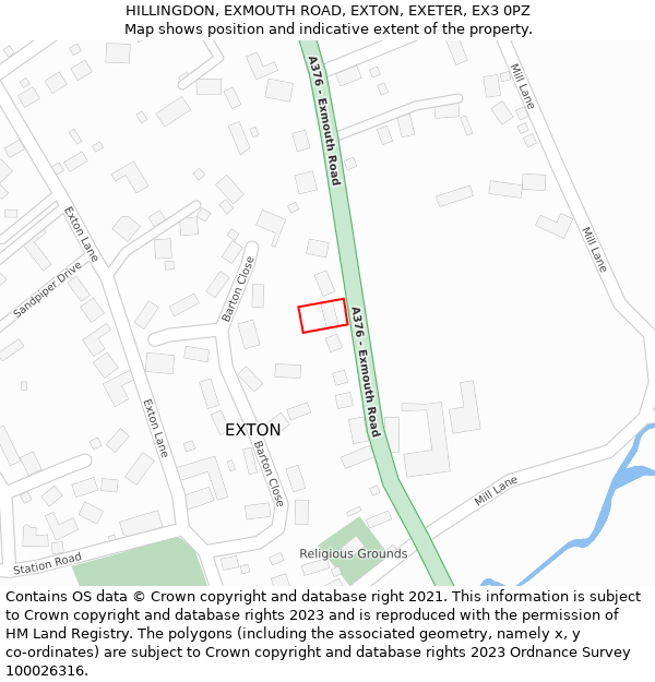 HILLINGDON, EXMOUTH ROAD, EXTON, EXETER, EX3 0PZ: Location map and indicative extent of plot
