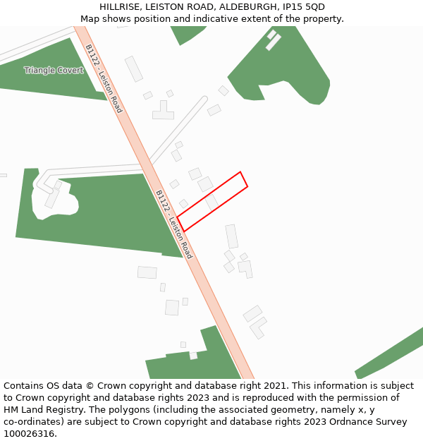 HILLRISE, LEISTON ROAD, ALDEBURGH, IP15 5QD: Location map and indicative extent of plot