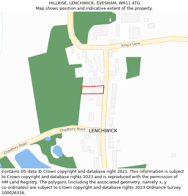 HILLRISE, LENCHWICK, EVESHAM, WR11 4TG: Location map and indicative extent of plot