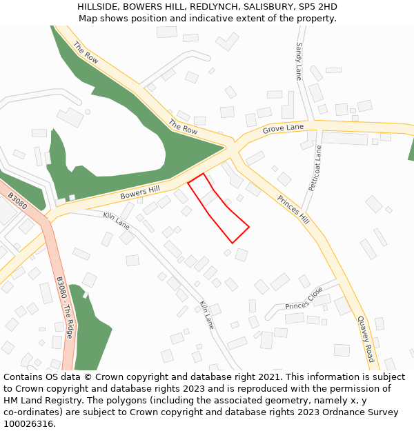 HILLSIDE, BOWERS HILL, REDLYNCH, SALISBURY, SP5 2HD: Location map and indicative extent of plot