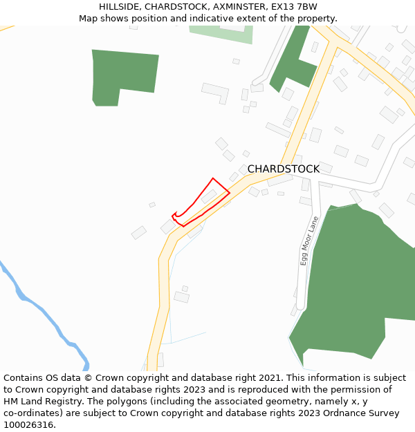 HILLSIDE, CHARDSTOCK, AXMINSTER, EX13 7BW: Location map and indicative extent of plot
