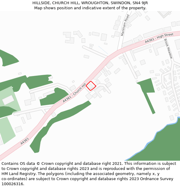 HILLSIDE, CHURCH HILL, WROUGHTON, SWINDON, SN4 9JR: Location map and indicative extent of plot