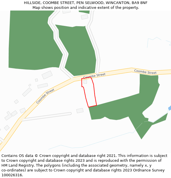 HILLSIDE, COOMBE STREET, PEN SELWOOD, WINCANTON, BA9 8NF: Location map and indicative extent of plot