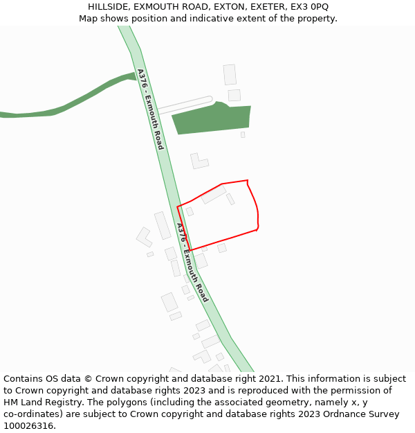 HILLSIDE, EXMOUTH ROAD, EXTON, EXETER, EX3 0PQ: Location map and indicative extent of plot