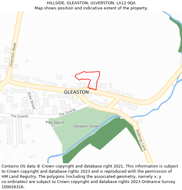 HILLSIDE, GLEASTON, ULVERSTON, LA12 0QA: Location map and indicative extent of plot
