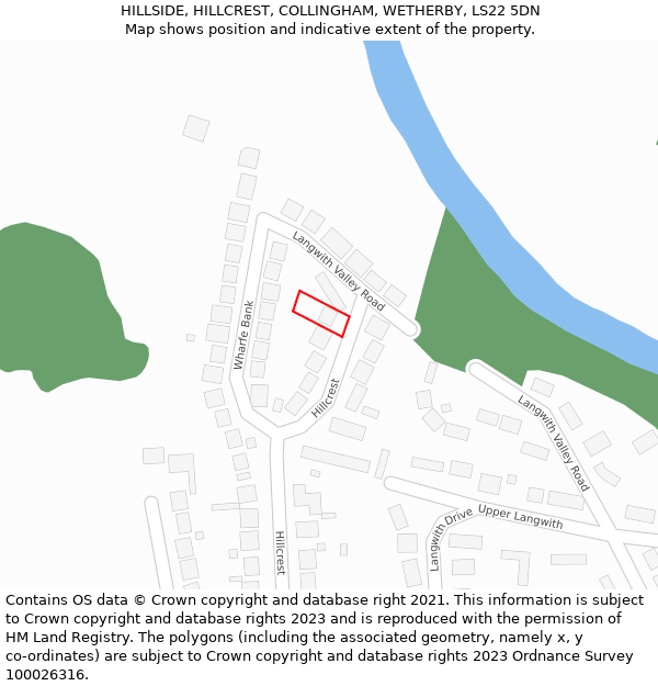 HILLSIDE, HILLCREST, COLLINGHAM, WETHERBY, LS22 5DN: Location map and indicative extent of plot