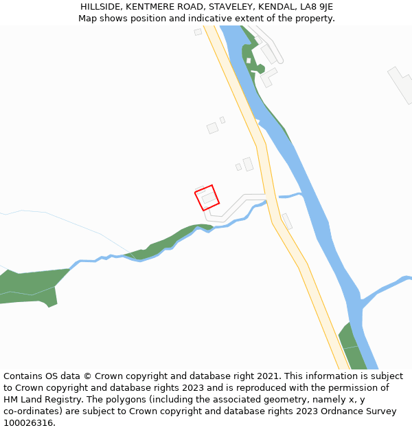 HILLSIDE, KENTMERE ROAD, STAVELEY, KENDAL, LA8 9JE: Location map and indicative extent of plot