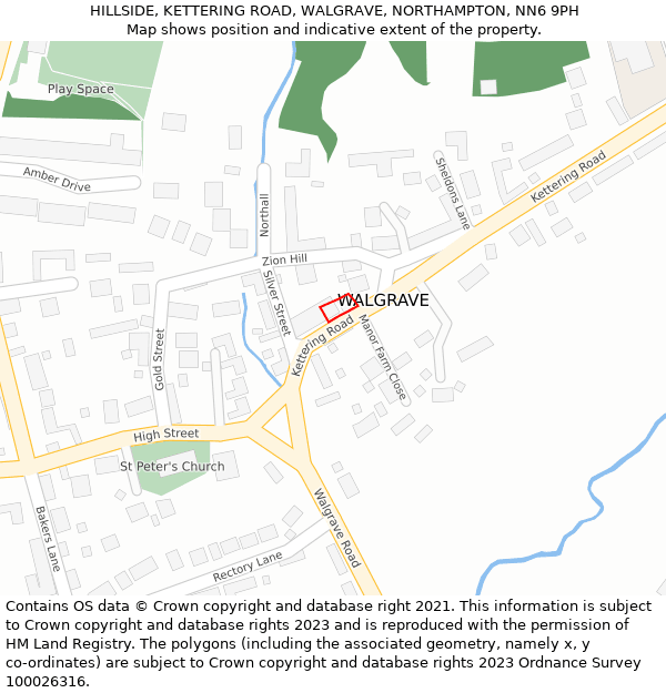 HILLSIDE, KETTERING ROAD, WALGRAVE, NORTHAMPTON, NN6 9PH: Location map and indicative extent of plot