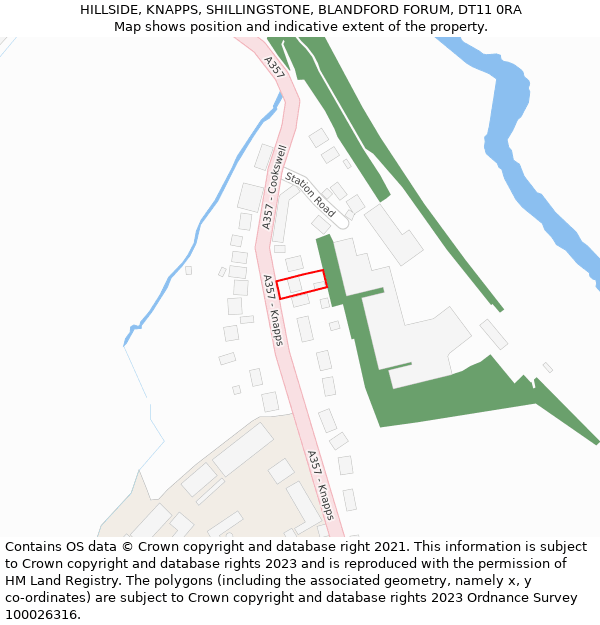 HILLSIDE, KNAPPS, SHILLINGSTONE, BLANDFORD FORUM, DT11 0RA: Location map and indicative extent of plot